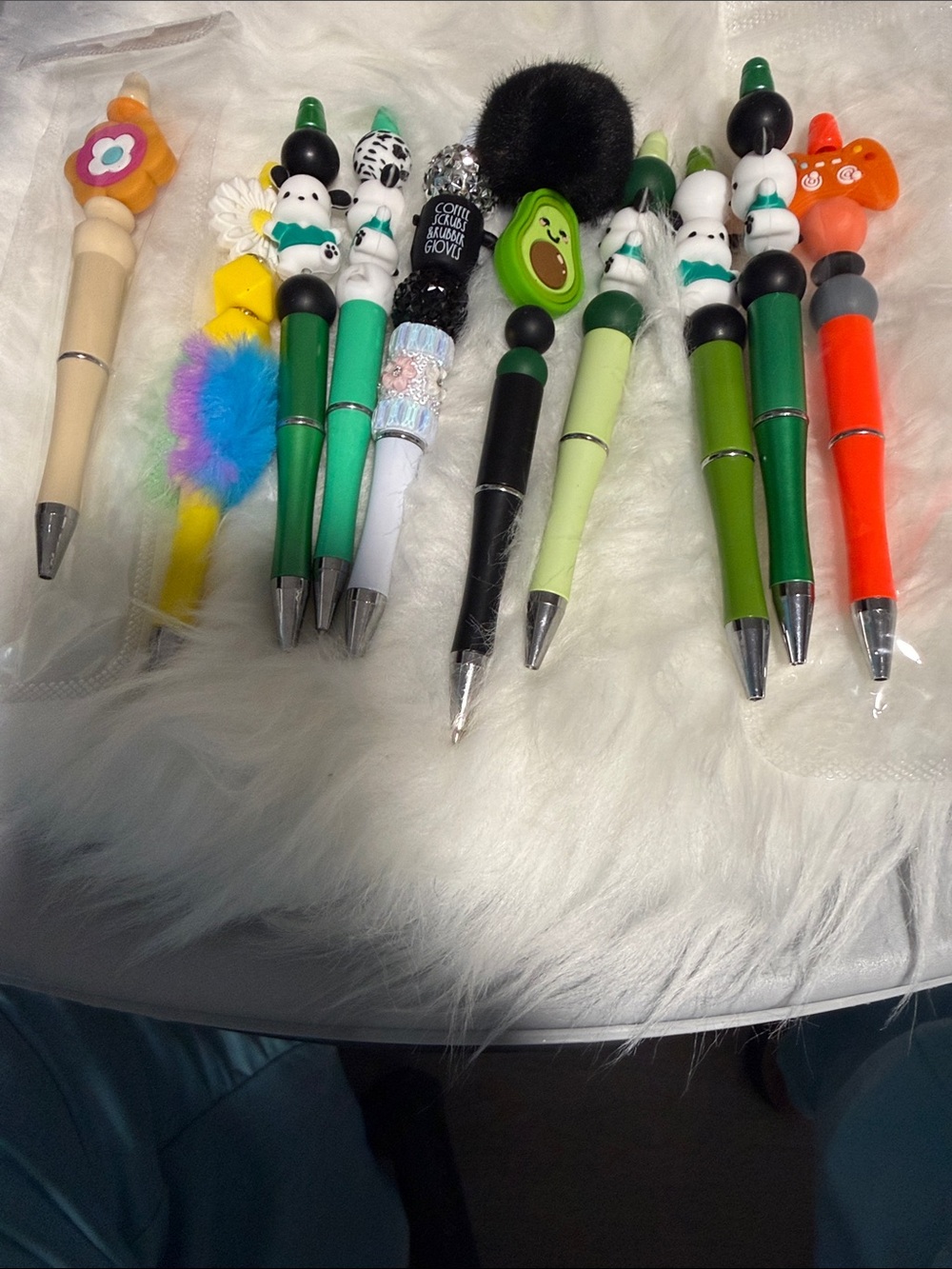 Assorted Decorative Ballpoint Pens - Green & Multicolor
